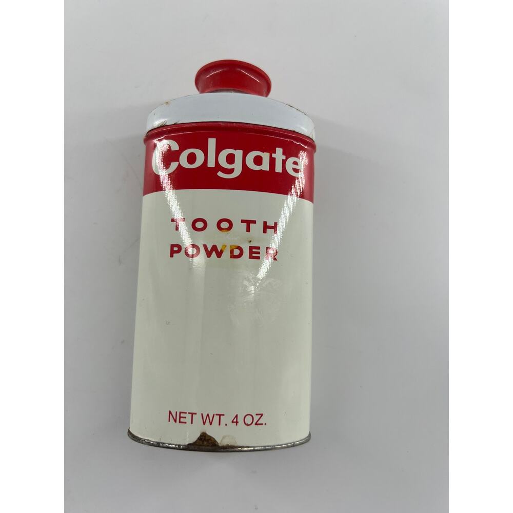 Vintage Colgate Tooth Powder 4 oz  Collectible Metal Tin Mid 20th Century